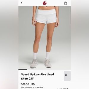 Womens lululemon speed up shorts